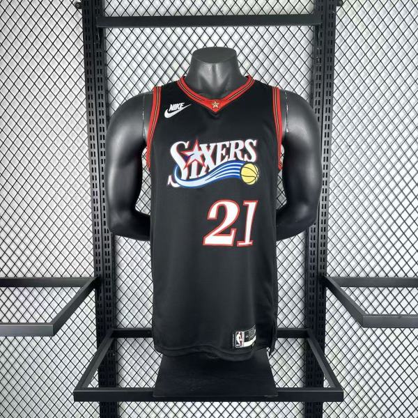 Philadelphia 76ers   City Edition BLACK #21 EMBIID  NBA Jerseys  2025