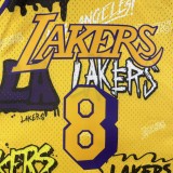 Los Angeles Lakers Yellow graffiti Kobe #8 BRYANT 1:1 Quality NBA  Season Jerseys  1996-1997