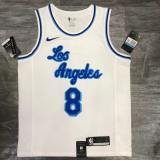 Los Angeles Lakers  Retro Kobe #8 BRYANT   White Latin singer co-branded  NBA Jersey