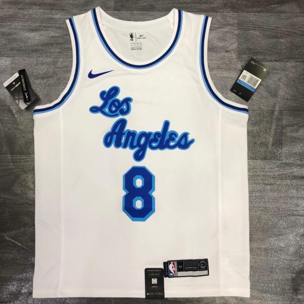 Los Angeles Lakers  Retro Kobe #8 BRYANT   White Latin singer co-branded  NBA Jersey