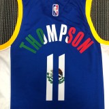 Golden State Warriors White Blue Mexico Retro #11 THOMPSON 1:1 Quality NBA Season Jerseys  75 Year
