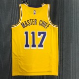 Los Angeles Lakers 75 Year YELLOW #117 MASTER CHIEF 1:1 Quality NBA Season Jerseys