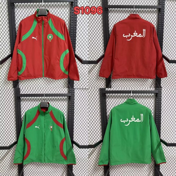 Morocco  Windbreaker Two-sided   Red Blue 1:1 Quality Soccer Jersey  26-27  (2026)