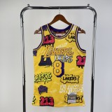 Los Angeles Lakers Yellow graffiti Kobe #8 BRYANT 1:1 Quality NBA  Season Jerseys  1996-1997