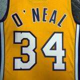 Los Angeles Lakers Yellow #34 O'NEAL  1:1 Quality NBA Season Jerseys 1999-2000