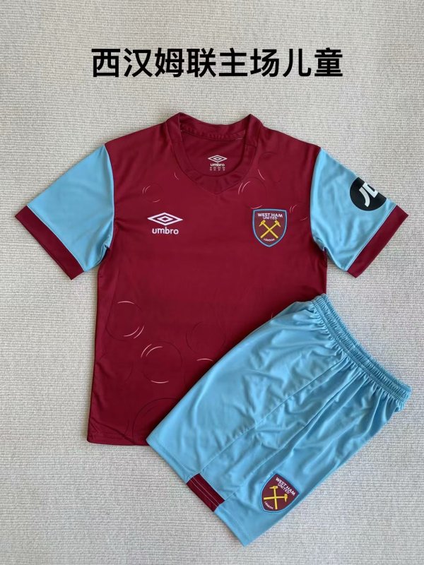 West Ham United Home kids 1:1 Quality Soccer Jersey  23-24