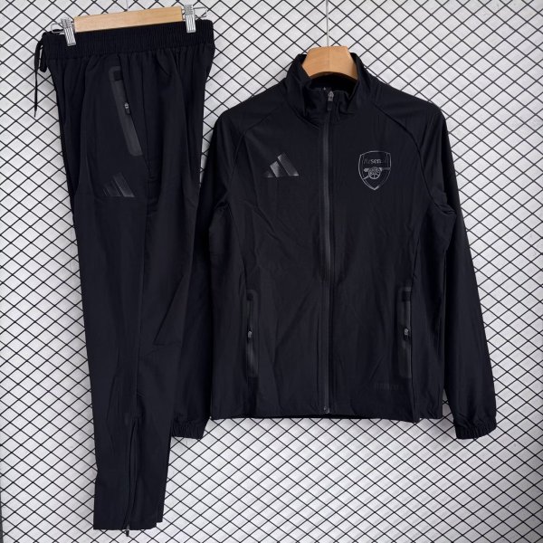 Arsenal Windbreaker Sets With pants  Black 1:1 Quality Soccer Jersey  25-26