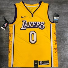 Los Angeles Lakers  V-Neck  Yellow with star  #0 KUZMA 1:1 Quality NBA Season Jerseys