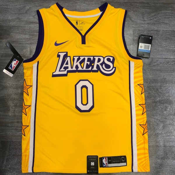 Los Angeles Lakers  V-Neck  Yellow with star  #0 KUZMA 1:1 Quality NBA Season Jerseys