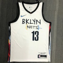 Brooklyn Nets City Edition Graffiti White #13 HARDEN 1:1 Quality NBA  Season Jerseys 2021