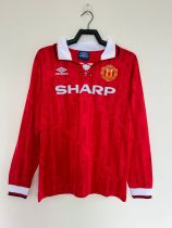 Retro  Manchester United Home long  1:1 Quality Soccer Jersey  1992-94
