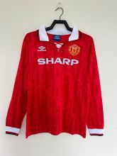 Retro  Manchester United Home long  1:1 Quality Soccer Jersey  1992-94