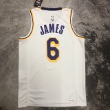 Los Angeles Lakers White 6 James  round neck  NBA Jerseys 2023