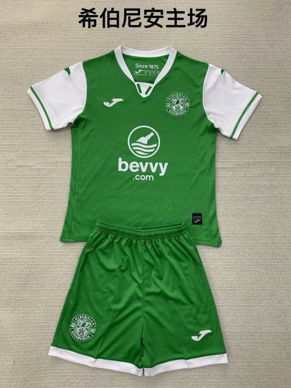 Hibernian F.C home kids 1:1 Quality Soccer Jersey  24-25