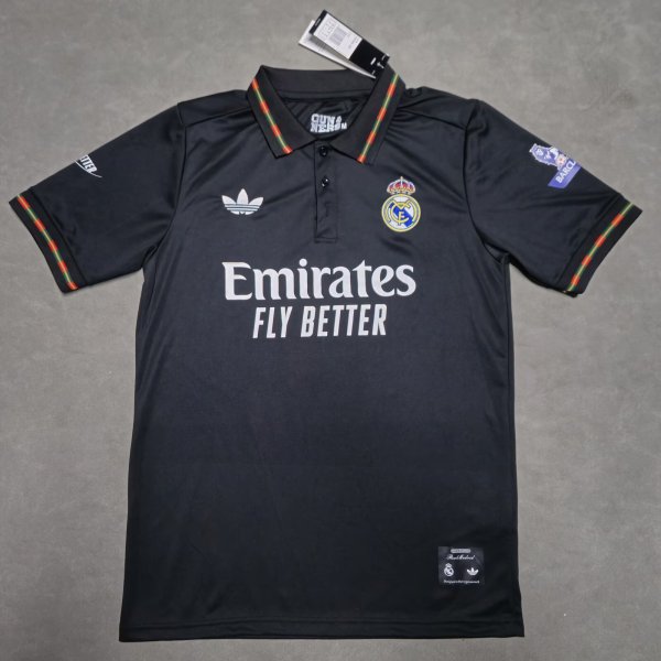 Real Madrid  Polo Fans Black  1:1 Quality Soccer Jersey  25-26