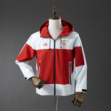 Sevilla  Windbreaker  Interchange Jacket Red White 1:1 Quality Soccer Jersey  25-26