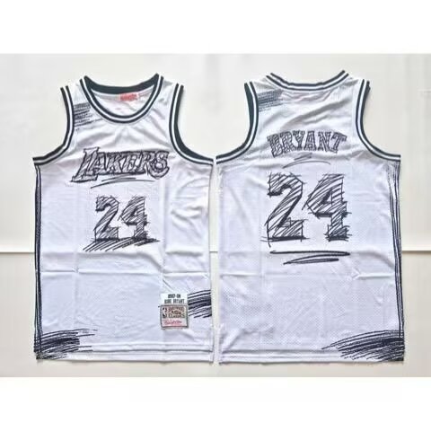 Los Angeles Lakers hand-drawn sketch  White Kobe #24 BRYANT 1:1 Quality NBA Season Jerseys 2026