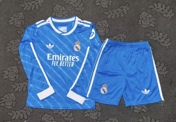 Real Madrid Third Away Fans Long   Kids 1:1 Quality Soccer Jersey  25-26