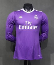 Retro Real Madrid Away Long sleeve player 1:1 Quality Soccer Jersey    2016-2017