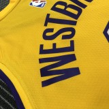 Los Angeles Lakers  V-Neck  Yellow with star  #0 WESTBROOK  1:1 Quality NBA Season Jerseys