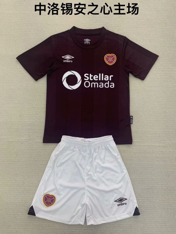 Heart of Midlothian home  kids  1:1 Quality Soccer Jersey   24-25