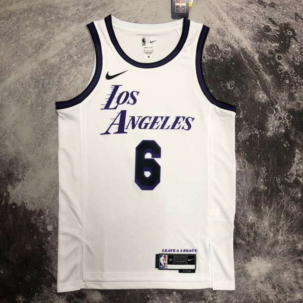 Los Angeles Lakers City Edition White #6 James  round neck   1:1 Quality NBA Season Jerseys  2023