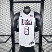 USA Los Angeles Lakers White #6 JAMES 1:1 Quality NBA Jerseys  2024 Olympic Games