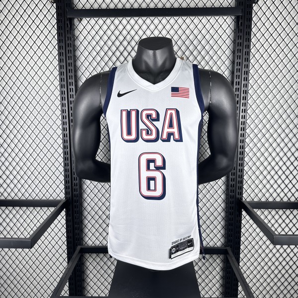 USA Los Angeles Lakers White #6 JAMES 1:1 Quality NBA Jerseys  2024 Olympic Games