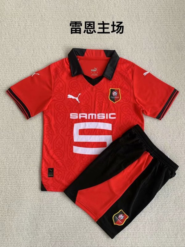 Stade Rennais Home  kids1:1 Quality Soccer Jersey  23-24