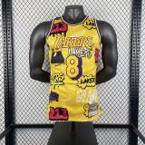 Los Angeles Lakers Yellow graffiti Kobe #8 BRYANT 1:1 Quality NBA  Season Jerseys  1996-1997