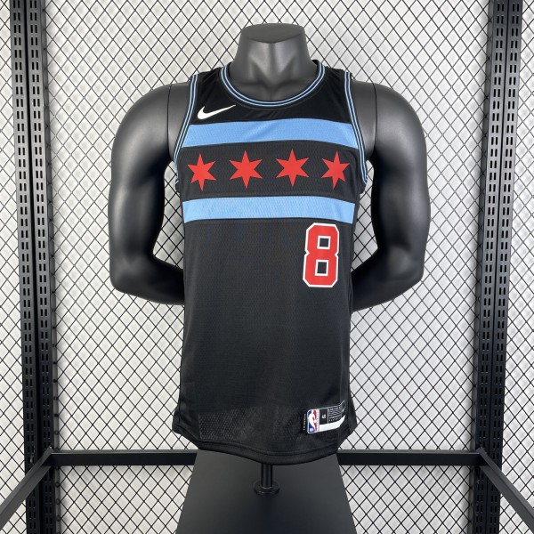 Retro Chicago Bulls  City Edition Black #8  LIVINE 1:1 Quality NBA  Season Jerseys 2019