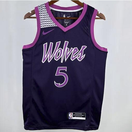 Timberwolves EDWARDS #5 Black NBA Jerseys 24-25