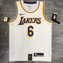 Los Angeles Lakers  White Round Neck #6 JAMES NBA Jerseys
