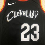 Cleveland Cavaliers Black City Edition 23 James  round neck   NBA Jerseys 2021
