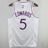 Timberwolves EDWARDS #5 White NBA Jerseys 24-25