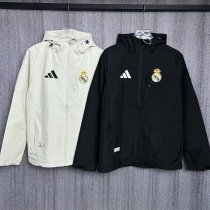 Real Madrid  Windbreaker  Interchange Jacket Black  White 1:1 Quality Soccer Jersey  25-26