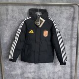 Spain Windbreaker  Cotton clothing Jacket Black  White 1:1 Quality Soccer Jersey  25-26