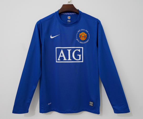 Retro  Manchester United UEFA Champions League Away Long Sleeve 1:1 Quality Soccer Jersey  2008-2009