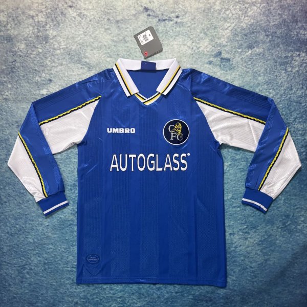 Retro Chelsea Long Home 1:1 Quality Soccer Jersey   1997-1999