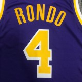 Los Angeles Lakers  75 year Pruple #4 RONDO 1:1 Quality NBA Season Jerseys