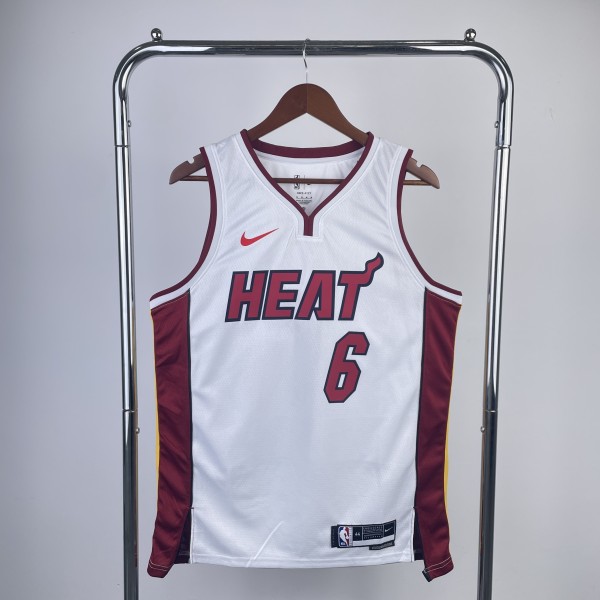 Miami Heat White City Edition 6 James  V-neck  NBA Jerseys