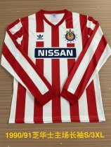 Retro   Chivas Home Long sleeve 1:1 Quality Soccer Jersey   1990-1991