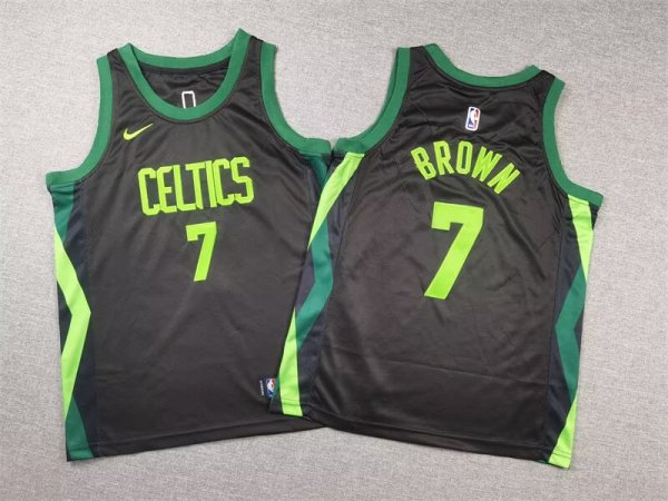 Boston Celtics  Black Kids  # #7 BROWN 1:1 Quality NBA Jerseys 2025