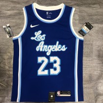 Los Angeles Lakers Blue Latin Night 23 James  round neck  NBA Jerseys 2023