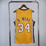 Los Angeles Lakers Yellow #34 O'NEAL  1:1 Quality NBA Season Jerseys 1999-2000