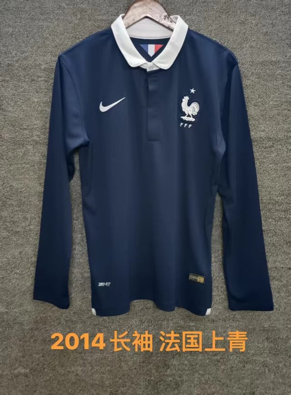 Retro France long  Home 1:1 Quality Soccer Jersey 2014