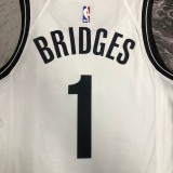 Brooklyn Nets  V-neck White #1 BRIDGES 1:1 Quality NBA  Season Jerseys