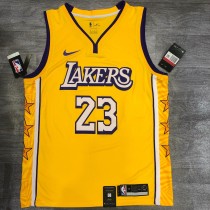 Los Angeles Lakers  V-Neck  Yellow with star  #23 JAMES 1:1 Quality NBA Season Jerseys