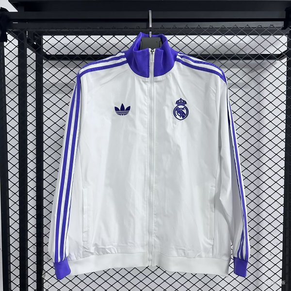Real Madrid  Windbreaker  White 1:1 Quality Soccer Jersey  25-26