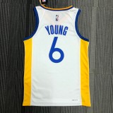 Golden State Warriors White V-Neck #6 YOUNG 1:1 Quality NBA Season Jerseys  75 Year